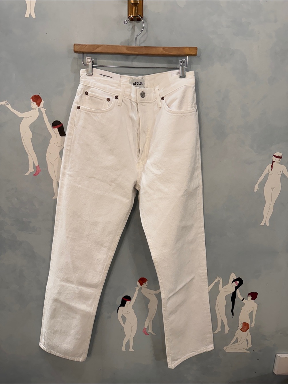 Agolde 90’s Pinch Waist White Straight-Leg High-Rise Jeans